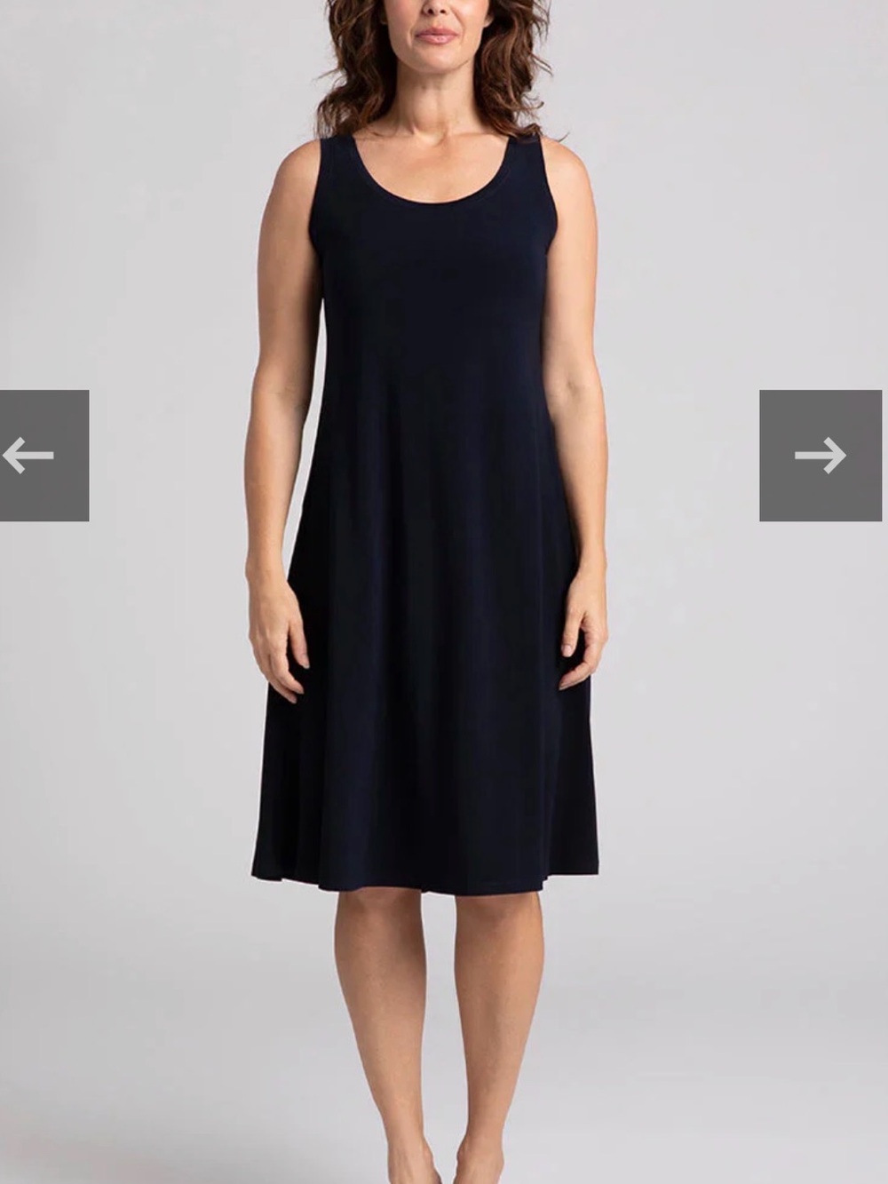 Sympli Nu Tank Dress Black EUC Sz 14 Sleeveless A Line Slinky Stretch Classic